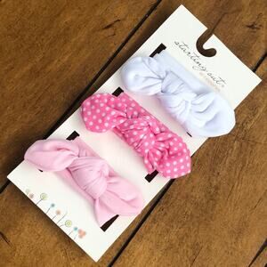 Starting Out Accessories Set of 3 Pink and White Polka Dot Hair Tie Headwrap Bow